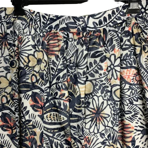 Loft Floral Swing Knee Length Skirt 14P White Lined Side Zipper Cotton - Picture 2 of 4